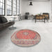 Round Traditional Fire Brick Red Persian Rug in a Office, tr2993