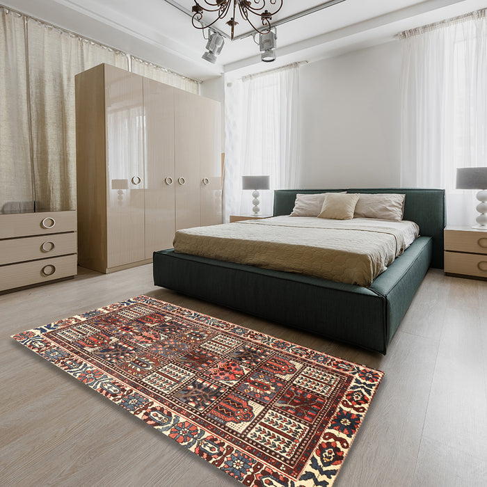 Machine Washable Traditional Light French Beige Brown Rug in a Bedroom, wshtr2994