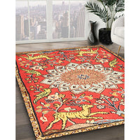 Traditional Sand Brown Animal Rug, tr2996