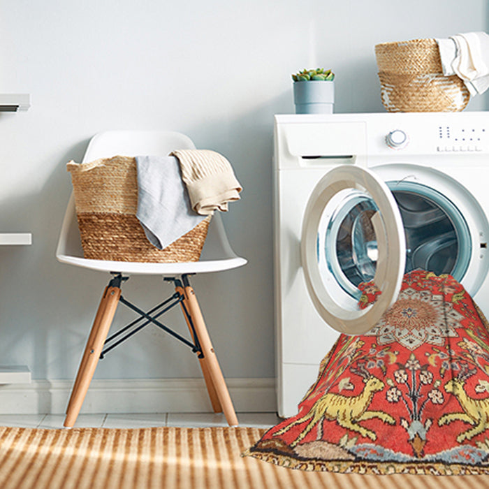 Machine Washable Traditional Sand Brown Rug in a Washing Machine, wshtr2996