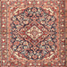 Square Traditional Fire Brick Red Medallion Rug, tr2997