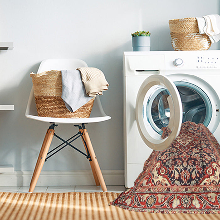 Machine Washable Traditional Fire Brick Red Rug in a Washing Machine, wshtr2997