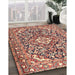 Traditional Fire Brick Red Medallion Rug in Family Room, tr2997