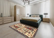 Machine Washable Traditional Red Brown Rug in a Bedroom, wshtr2998