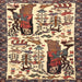 Square Traditional Red Brown Animal Rug, tr2998