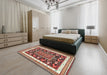 Traditional Fire Brick Red Animal Rug in a Bedroom, tr2999