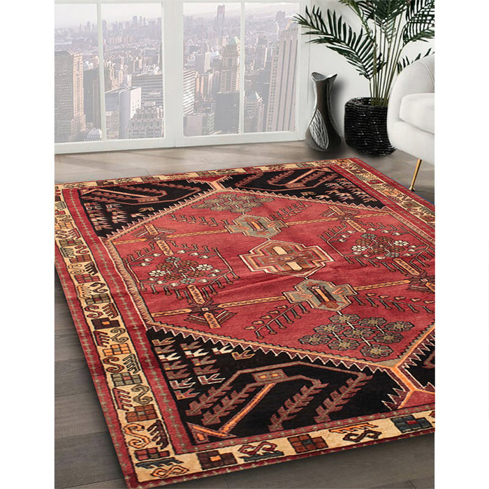 Machine Washable Traditional Tomato Red Rug in a Family Room, wshtr299