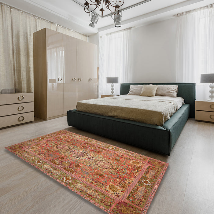 Machine Washable Traditional Red Rug in a Bedroom, wshtr29