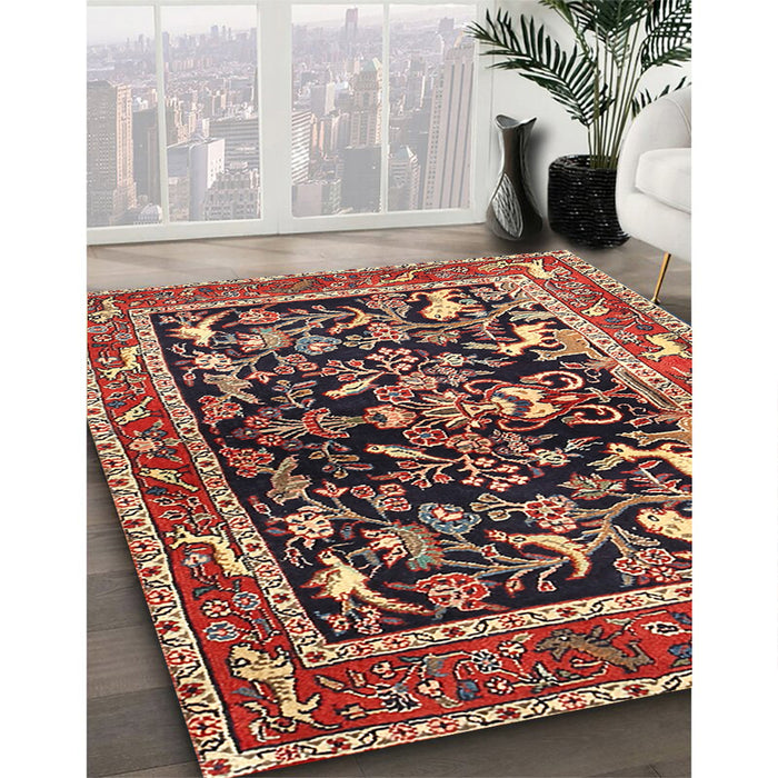 Traditional Saffron Red Animal Rug in Family Room, tr3000