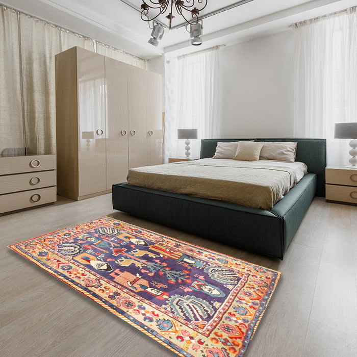 Traditional Brown Animal Rug in a Bedroom, tr3001