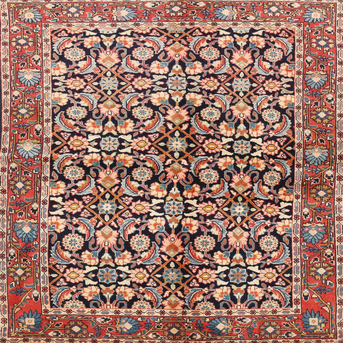 Square Traditional Brown Red Persian Rug, tr3003