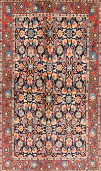 Machine Washable Traditional Brown Red Rug, wshtr3003