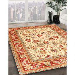 Traditional Orange Red Oriental Rug in Family Room, tr3006