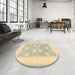 Round Traditional Brown Gold Oriental Rug in a Office, tr3009