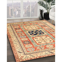 Traditional Chocolate Brown Geometric Rug, tr3010