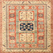 Square Traditional Chocolate Brown Geometric Rug, tr3010