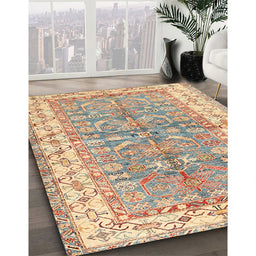 Traditional Orange Salmon Pink Oriental Rug in Family Room, tr3011