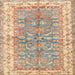 Square Traditional Orange Salmon Pink Oriental Rug, tr3011