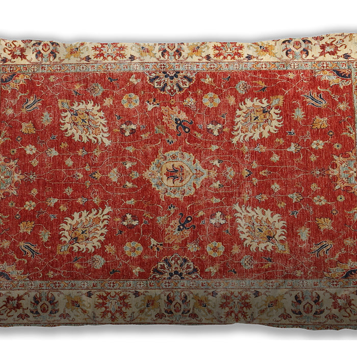 Traditional Classic Rectangular Fire Red Lumbar Throw Pillow, 13 inch by 19 inch, lbtr3012