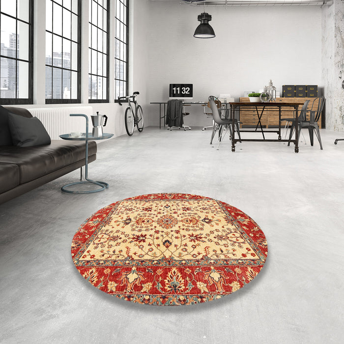 Round Traditional Red Persian Rug in a Office, tr3013