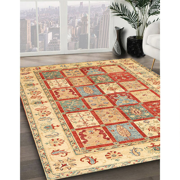 Machine Washable Traditional Chrome Gold Yellow Rug in a Family Room, wshtr3015