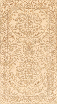 Machine Washable Traditional Sun Yellow Rug, wshtr3017