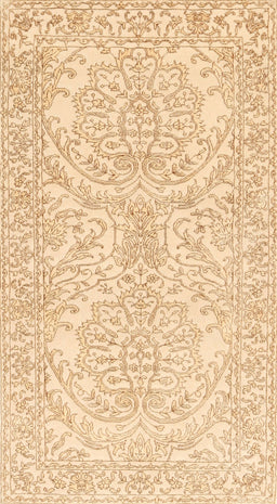 Machine Washable Traditional Sun Yellow Rug, wshtr3017