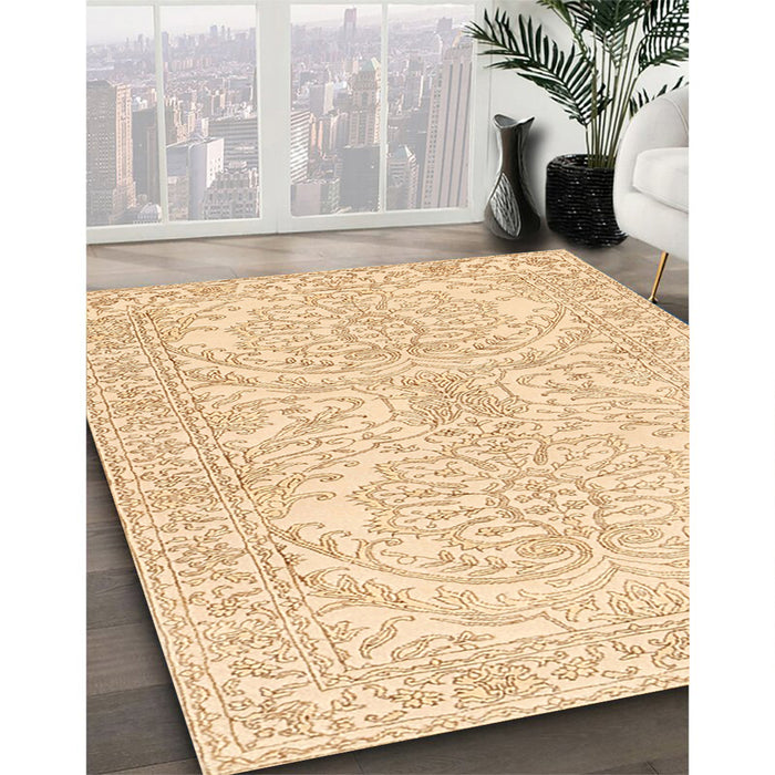 Machine Washable Traditional Sun Yellow Rug in a Family Room, wshtr3017