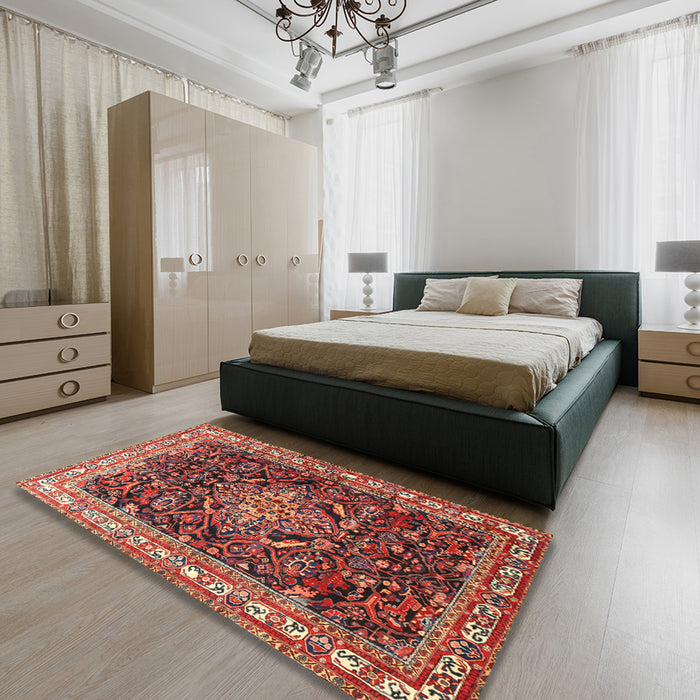 Machine Washable Traditional Orange Salmon Pink Rug in a Bedroom, wshtr301