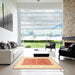 Square Traditional Sun Yellow Oriental Rug in a Living Room, tr3021