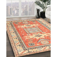 Traditional Chocolate Brown Geometric Rug, tr3022