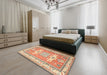 Machine Washable Traditional Chocolate Brown Rug in a Bedroom, wshtr3022