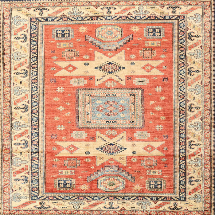 Square Traditional Chocolate Brown Geometric Rug, tr3022