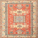 Square Traditional Chocolate Brown Geometric Rug, tr3022