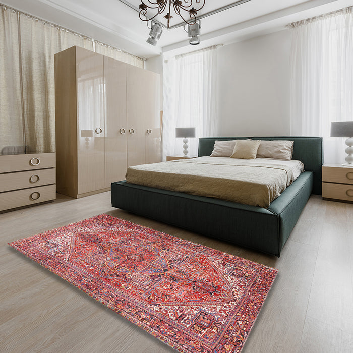 Traditional Pink Persian Rug in a Bedroom, tr3024
