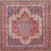 Square Traditional Fire Brick Red Medallion Rug, tr3025