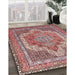 Traditional Fire Brick Red Medallion Rug in Family Room, tr3025