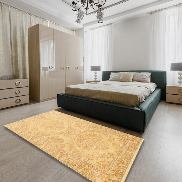 Machine Washable Traditional Orange Rug in a Bedroom, wshtr3026