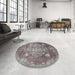 Round Traditional Rosy Purple Persian Rug in a Office, tr3028