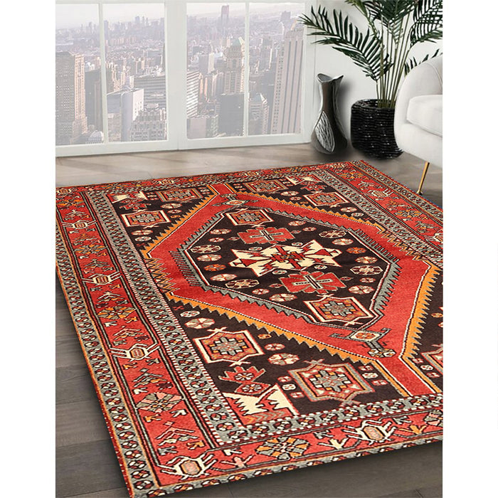 Machine Washable Traditional Tomato Red Rug in a Family Room, wshtr3029