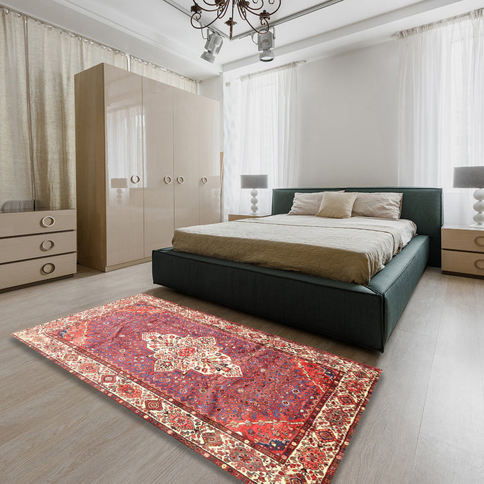 Machine Washable Traditional Red Rug in a Bedroom, wshtr302