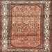 Square Traditional Dark Sienna Brown Persian Rug, tr3030