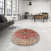 Round Machine Washable Traditional Fire Brick Red Rug in a Office, wshtr3031