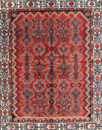 Machine Washable Traditional Tomato Red Rug, wshtr3032