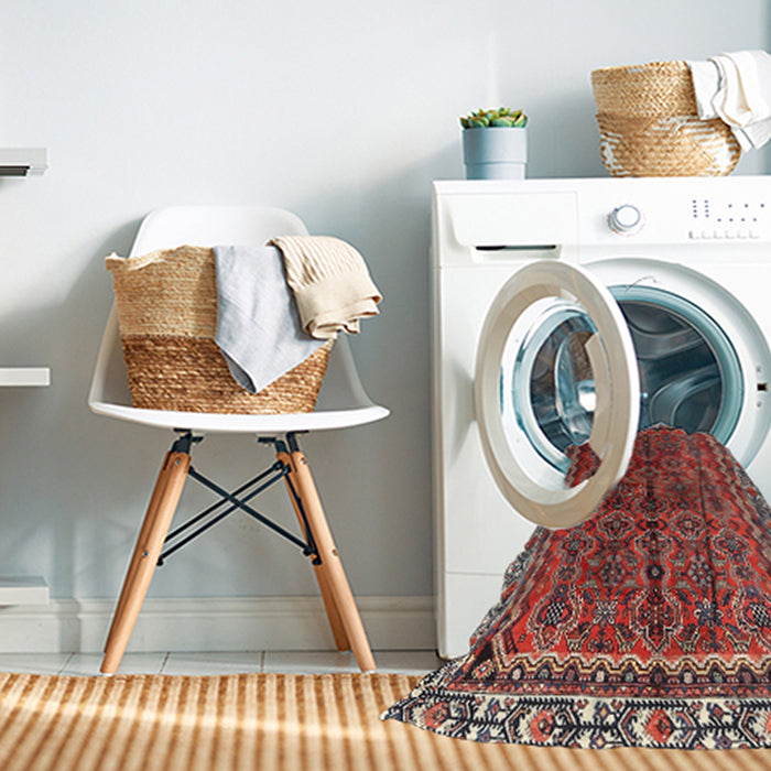 Machine Washable Traditional Tomato Red Rug in a Washing Machine, wshtr3032