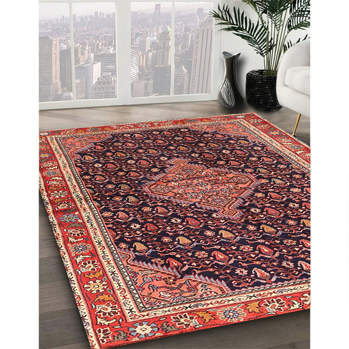 Machine Washable Traditional Saffron Red Rug in a Family Room, wshtr3034