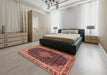 Traditional Saffron Red Medallion Rug in a Bedroom, tr3034