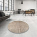 Round Machine Washable Traditional Dark Almond Brown Rug in a Office, wshtr3036