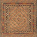 Square Traditional Dark Sienna Brown Southwestern Rug, tr3039