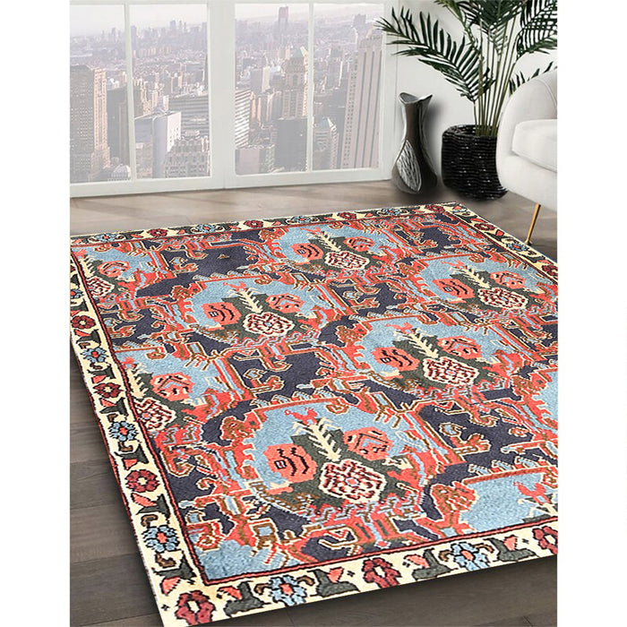 Machine Washable Traditional Brown Red Rug in a Family Room, wshtr303